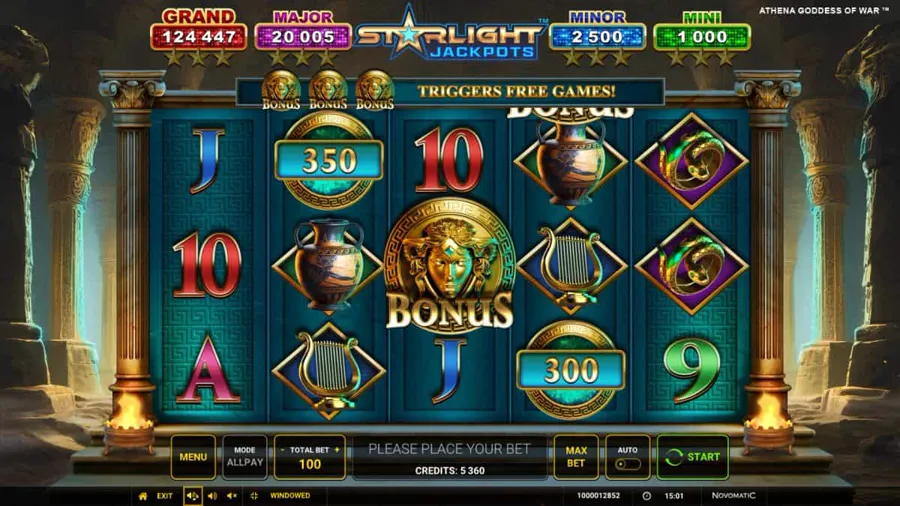 Starlight Jackpots Athena Goddess of War